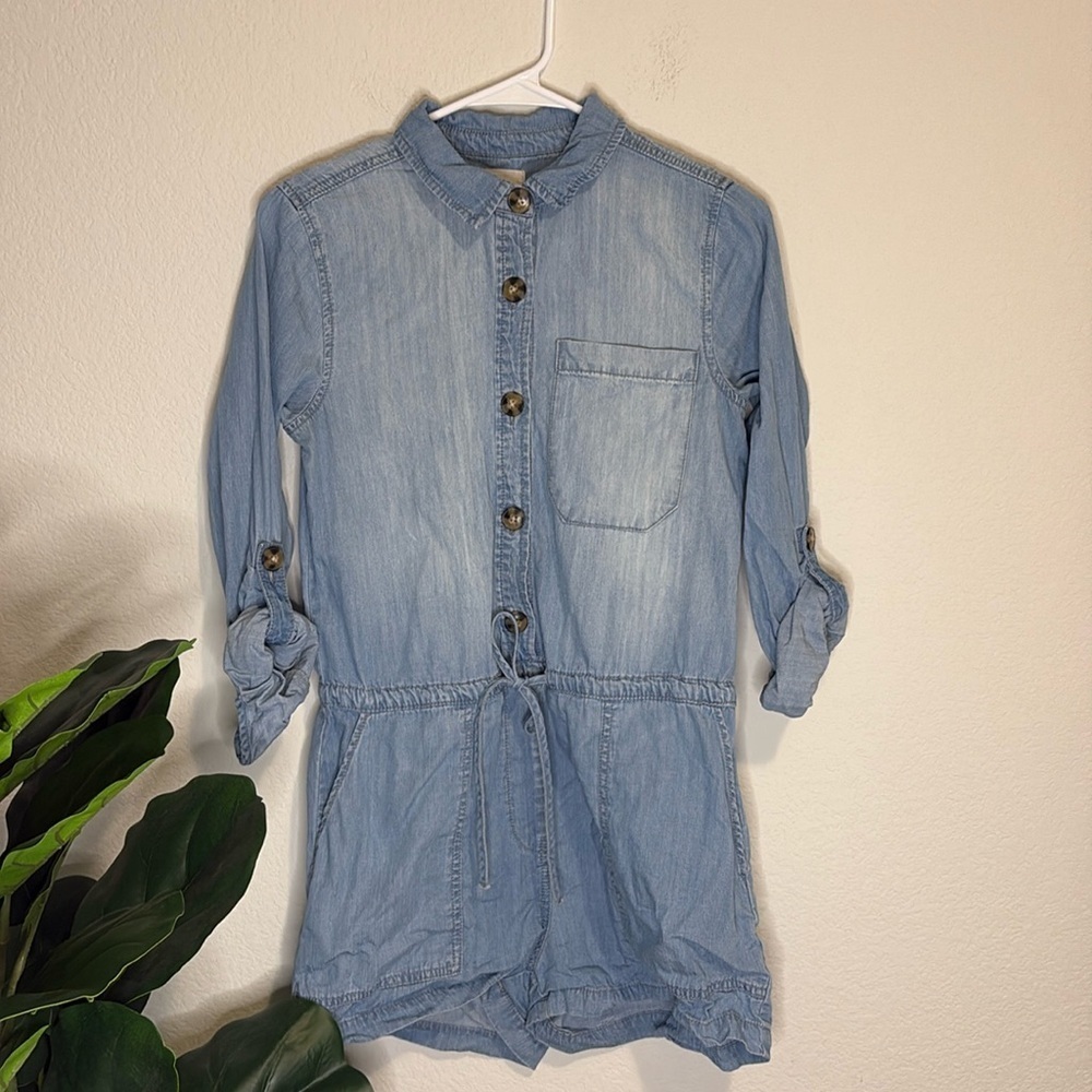 Harper Heritage small denim long sleeve romper